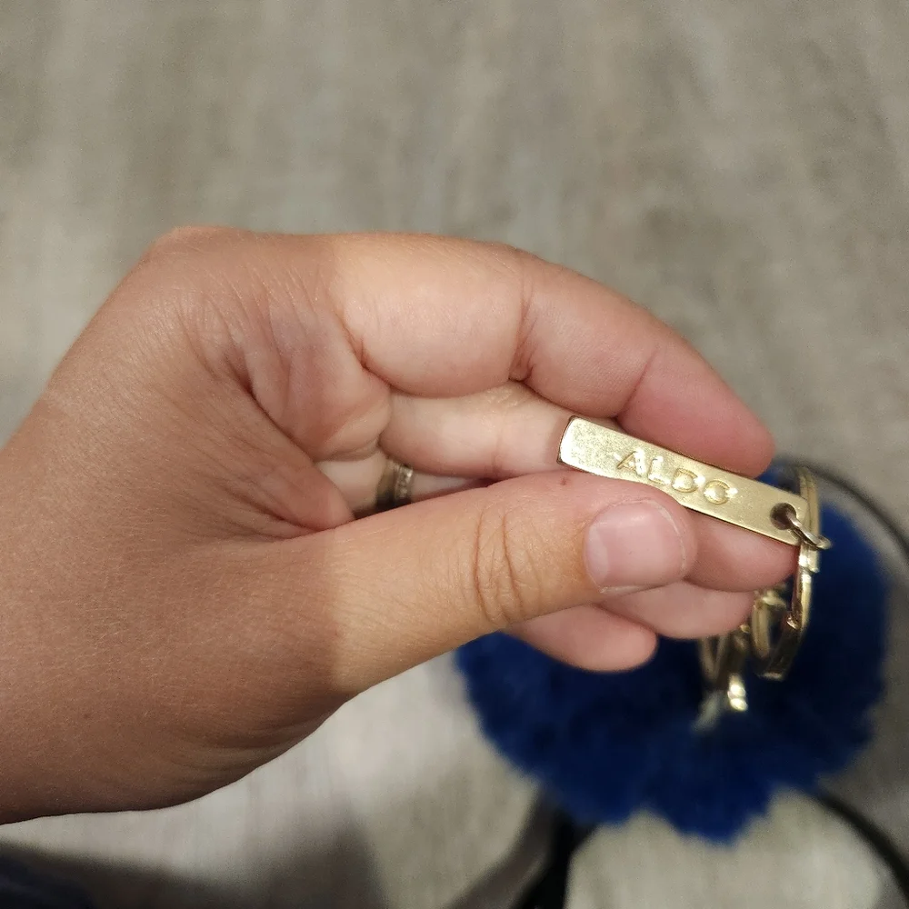 Aldo Blue Fuzzy Monster Pom Pom Keychain